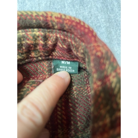 ORVIS Men's M Plaid Flannel Long Sleeve Button Up Shirt shacket pocket Red green - Picture 4 of 8